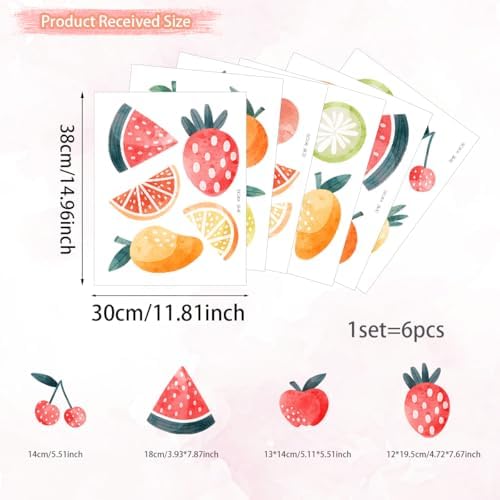Summer Fruit Wall Decal Set for Kids and Adults