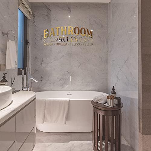 3D Acrylic Mirror Wall Sticker Gold Bathroom Rules
