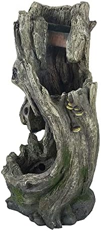 Rustic Tree Trunk Fountain with LED Light