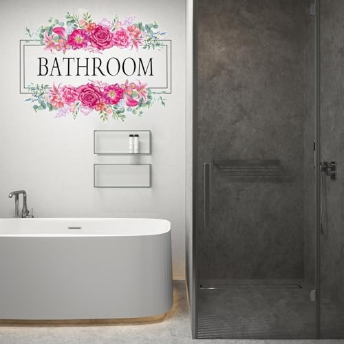 2 Pcs Bathroom Wall Decals with Flower Design