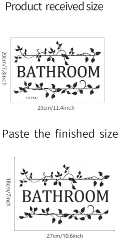 HAOHUODUO 2 Black Vine Bathroom Decals - 114x78 Inch Vinyl Wall Art
