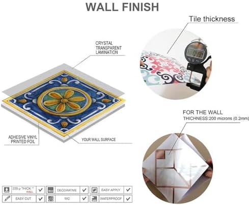 25 PCS Moroccan Style Tile Sticker for Bathroom and Kitchen Backsplash