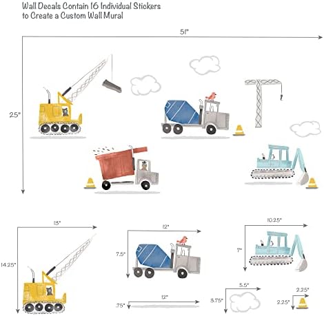 Bedtime Originals Construction Zone Trucks Wall Decals