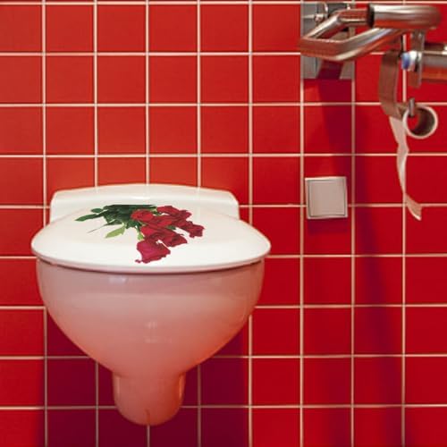 Romantic Red Rose Toilet Decals Wall Stickers