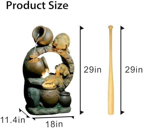 29H Outdoor Garden Water Fountain with 3 Tier Cascading Bowls and Lights