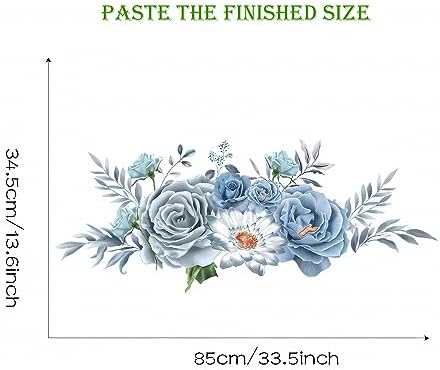 Blue-Gray Peony Wall Stickers for Home Decor