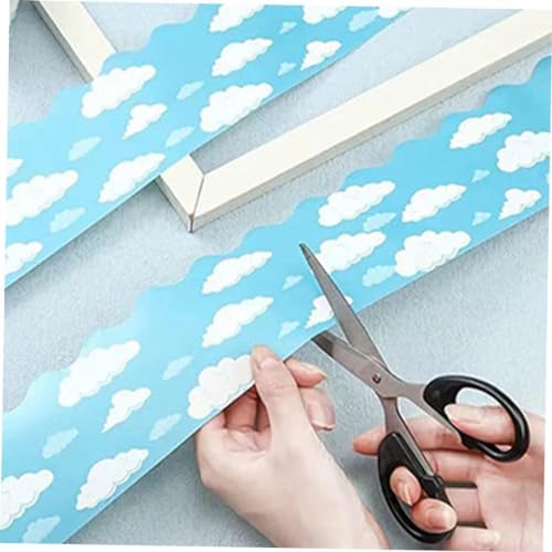 Cabilock Cloud Pattern Bulletin Board Border Trim for Classroom and Home