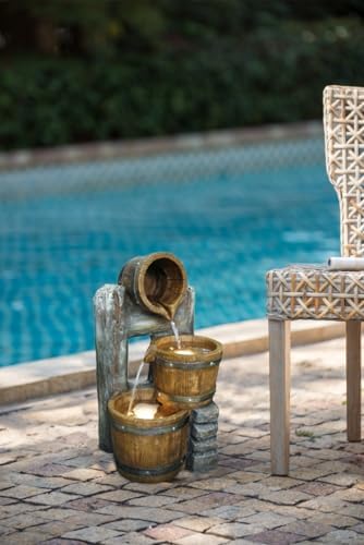 Decorative 3 Tier Bucket Fountain with LED Lights and Pump
