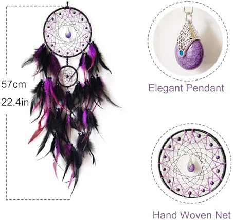 SOYUZU Black Purple Dream Catcher Wall Decor