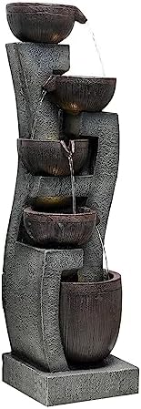 SunJet 437 Inch Modern Water Fountain with 5 Tiers and Lights
