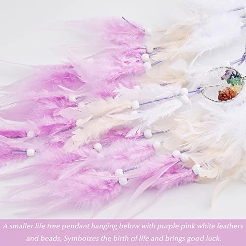 Purple Butterfly Dream Catcher Wall Decor with Crystal Stones