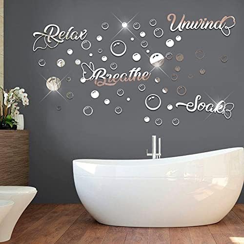 60 Piece 3D Acrylic Mirror Wall Sticker Decor Set