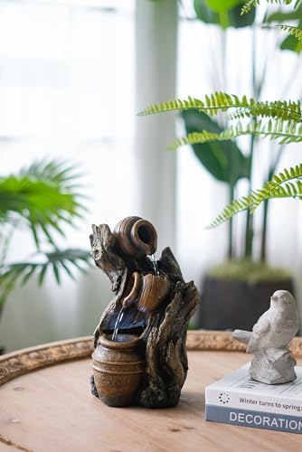 Charming 3 Tier Water Fountain with Adjustable Flow and Rustic Design