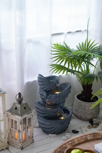 Decorative 4 Tier Nautilus Shell Water Fountain with Light 1
