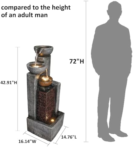 YZM 4291 Inch Tall Outdoor Water Fountain with Lights
