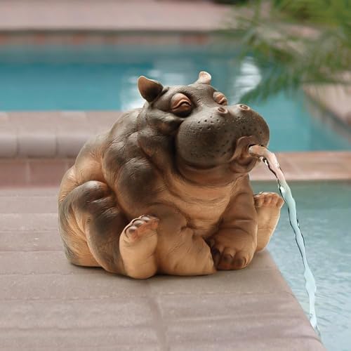 Hippo Water Spitter Statue for Pools and Ponds