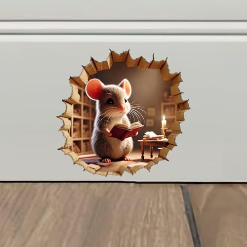NEXIHOO 3D Mouse Hole Wall Decals Set of 4