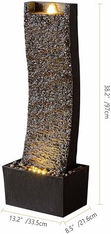 382 Inch Water Fountain with LED Lights and 3D Rock Design