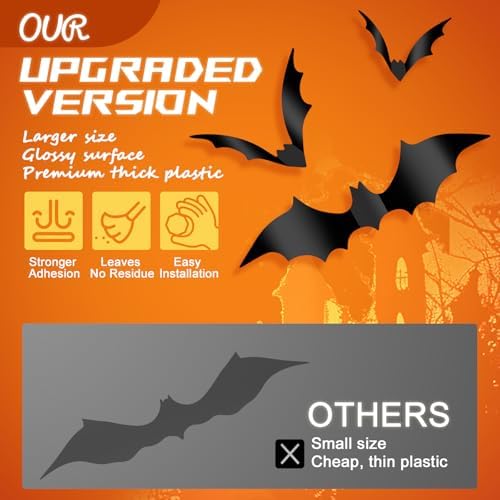 120 Piece Halloween Bat Decor Set Reusable