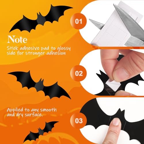 120 Piece Halloween Bat Decor Set Reusable