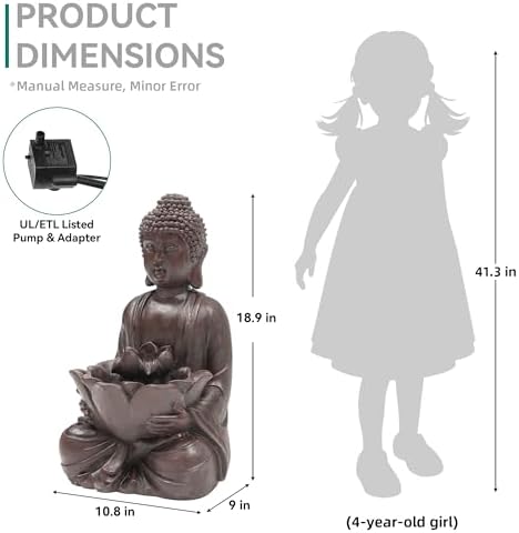 189 Inch Buddha Fountain with LED Lights and Pump