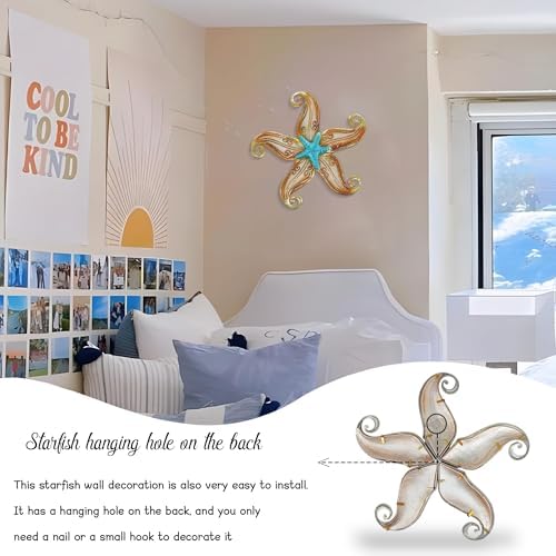 POXOHO Metal Starfish Wall Decor 12 Inch Nautical