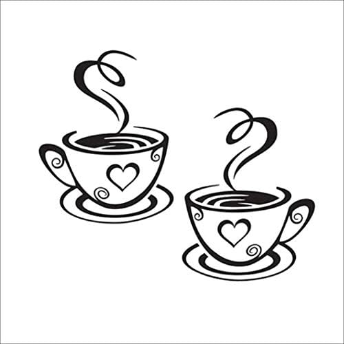 Luckycivia 2 Pcs Coffee Tea Cup Wall Decal Sticker