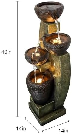 Modern Outdoor Water Fountain with LED Light