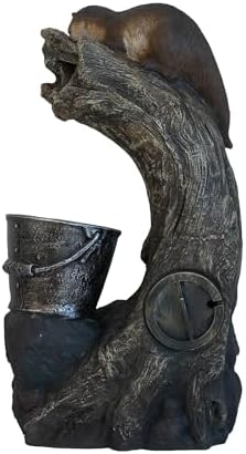 Whimsical Otter Water Fountain with Light and Pump Brown Finish