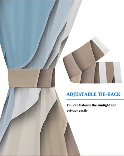 Blackout Door Curtain with Blue Brown Ombre Design