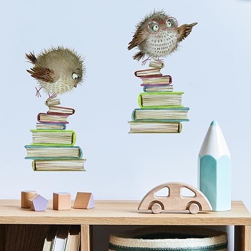 Owls Books Wall Decals for Kids Room Decor
