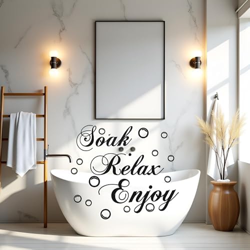 Black Bathroom Wall Decals Soak Relax Enjoy Stickers