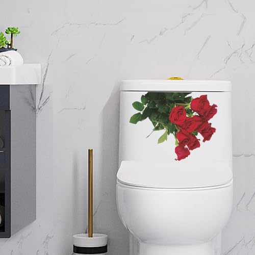 Romantic Red Rose Toilet Decals Wall Stickers
