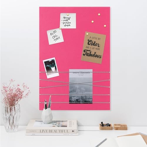 Navaris Fabric Memo Bulletin Board 12x17 Bright Pink