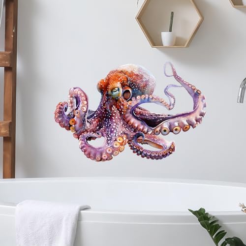 Lifelike Octopus Wall Decal for Nursery and Bathroom