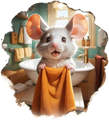 Mouse in the Bathroom Wall Sticker 3D Pack of 2