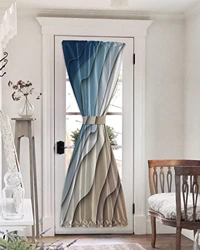 Blackout Door Curtain with Blue Brown Ombre Design
