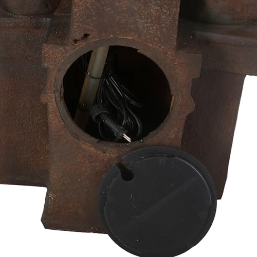 Neolun Floor Fountain with Rustic Frog Design LED Lights 3725 Inch High