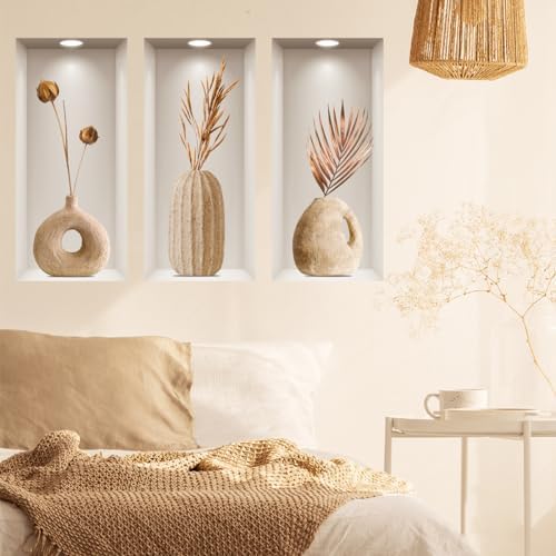 3D Dried Flower Wall Stickers 3Pcs Rustic Blossom Decor
