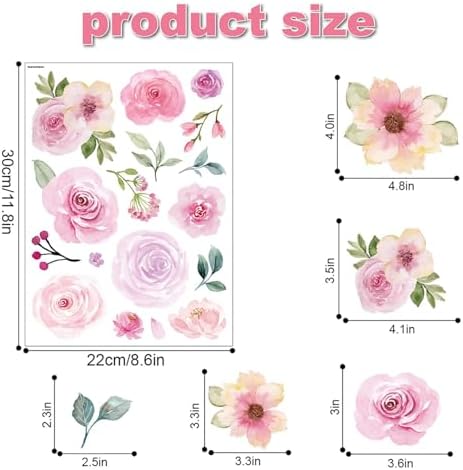 CharmFlo Floral Wall Decals 60PCS Pack