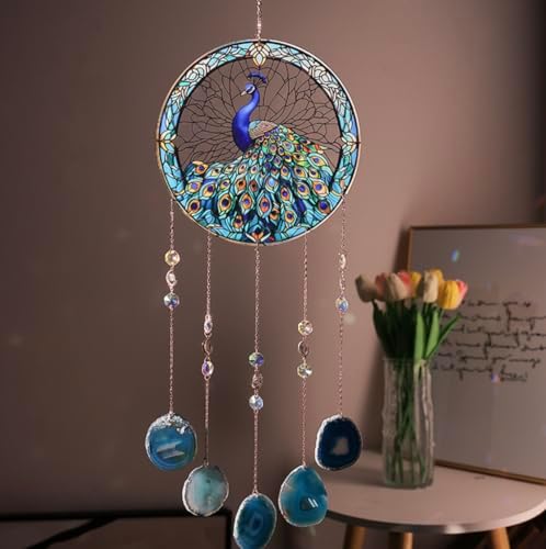 Blue Peacock Dream Catcher for Home Decor