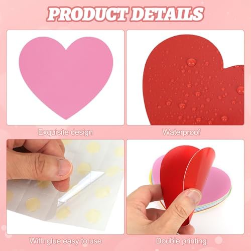 54 Pcs Paper Heart Cutouts Double Sided Valentine Decor