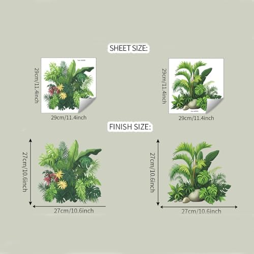 WADAKUCI 2 Sets Tropical Palm Leaf Wall Decals