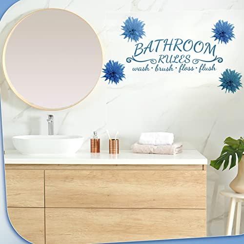 Zonon 2 Pieces Flower Style Blue Bathroom Wall Decals