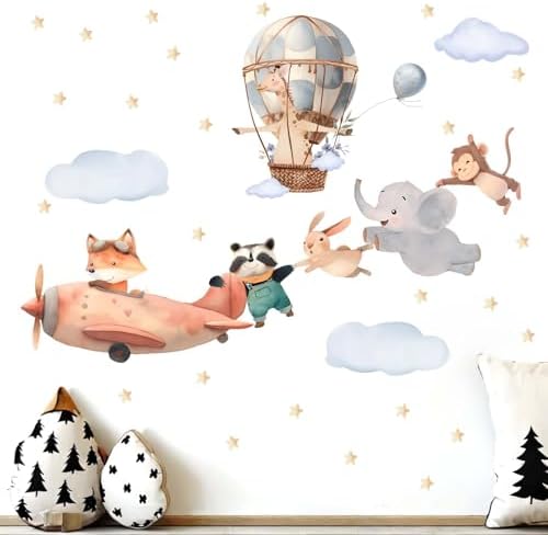 Amimagen Animals Airplane Wall Stickers for Nursery