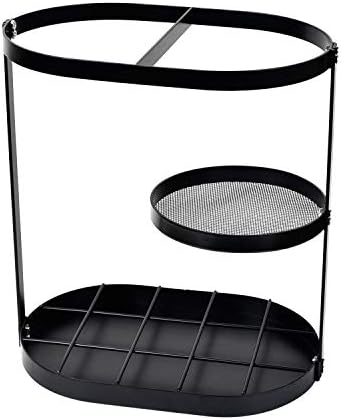 Black Metal Umbrella Stand Rack with Drip Tray