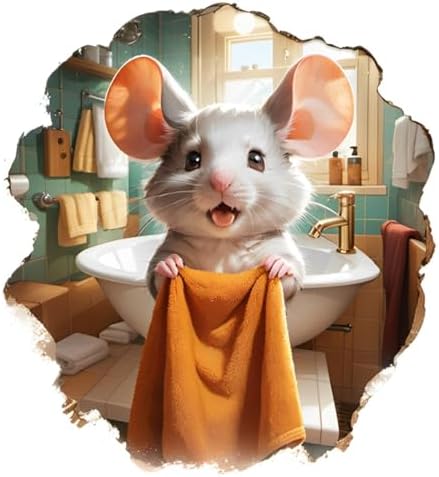 Mouse in the Bathroom Wall Sticker 3D Pack of 2