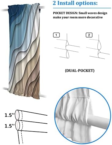 Blackout Door Curtain with Blue Brown Ombre Design