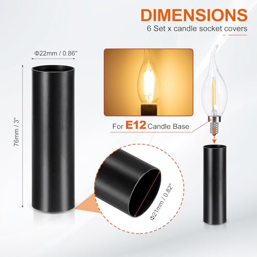 PATIKIL 3 Inch Tall Candle Covers Sleeves 6Pcs Metal E12 Socket Holder