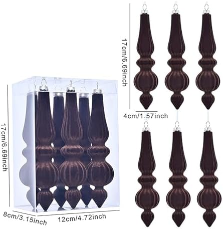 Ochine 6 Pcs Shatterproof Christmas Tree Finial Drop Ornaments